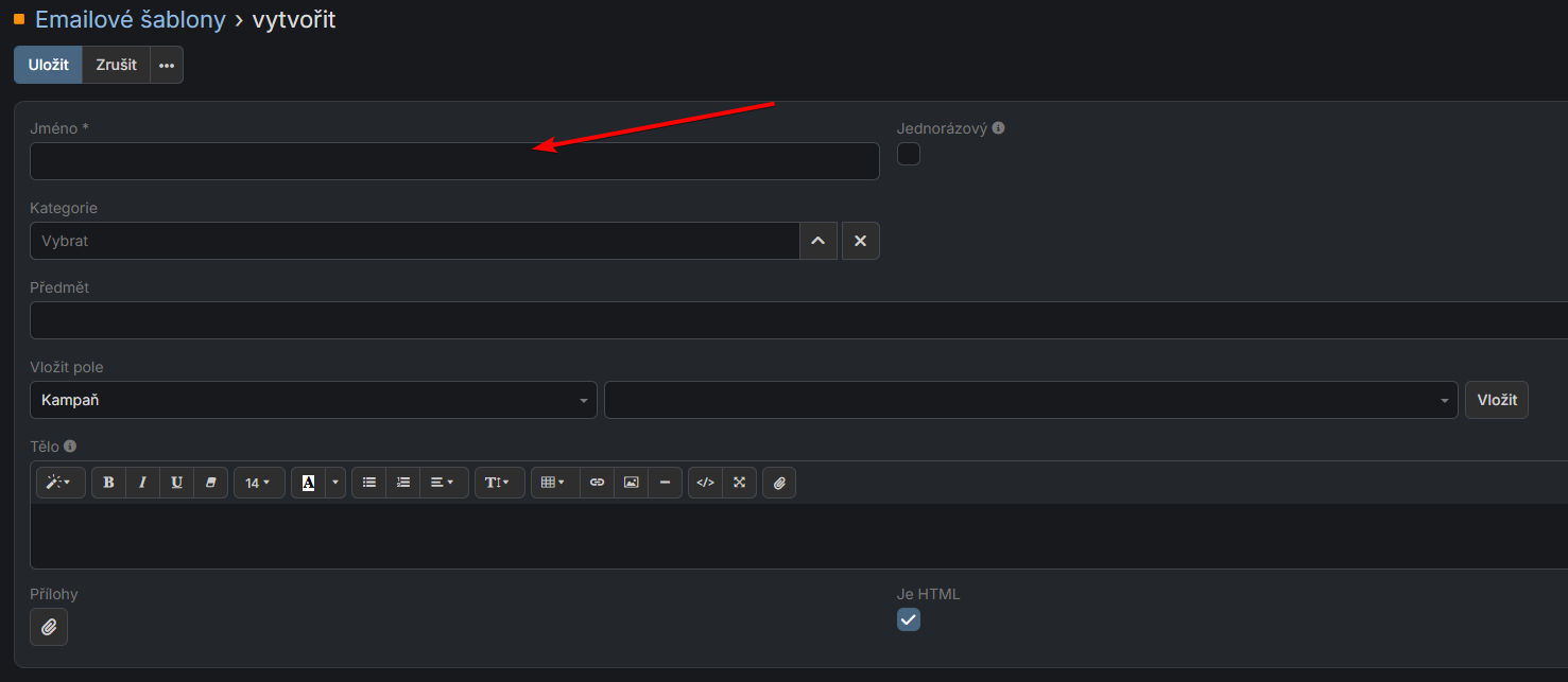 Formulář v Easy Email editoru