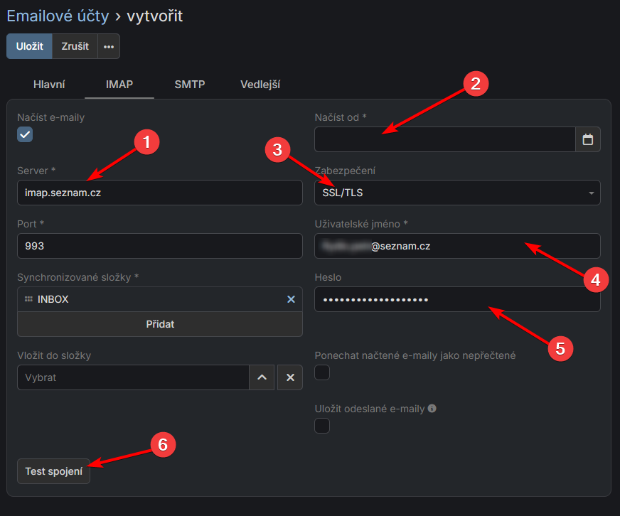 IMAP konfigurace
