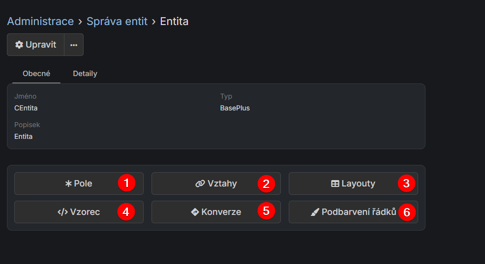 Uložená nová entita v seznamu