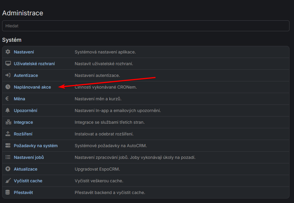 Přístup do administrace