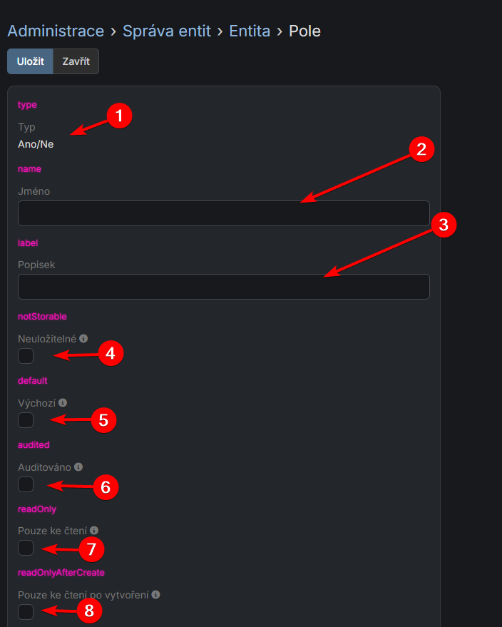 Základní nastavení pole