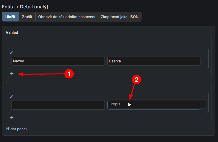 Přidání pole Popis