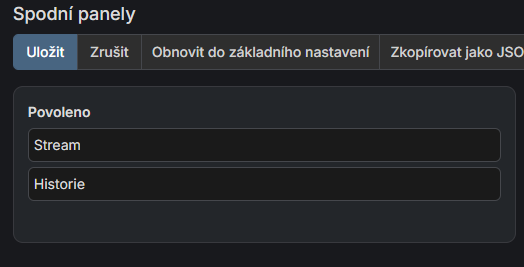 Layout s přidaným panelem Historie