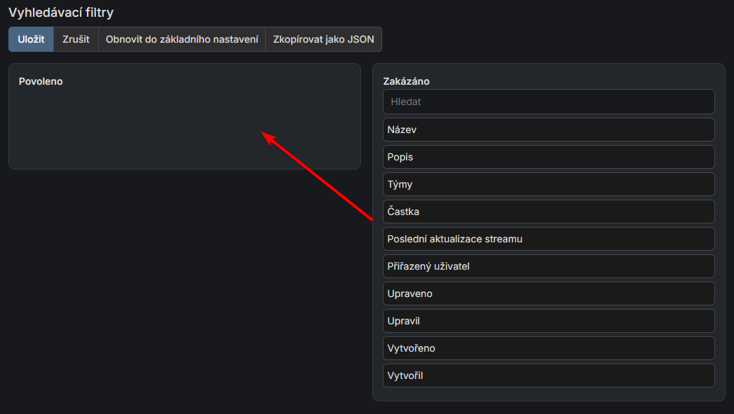 Layout vyhledávacích filtrů