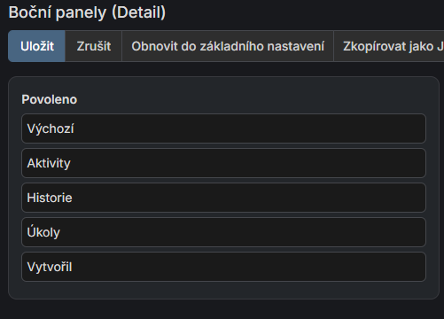 Layout s přidaným panelem Vytvořil