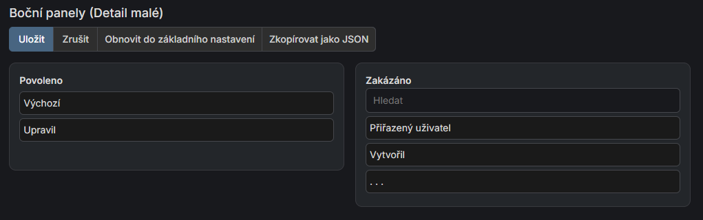Layout s přidaným panelem Upravil