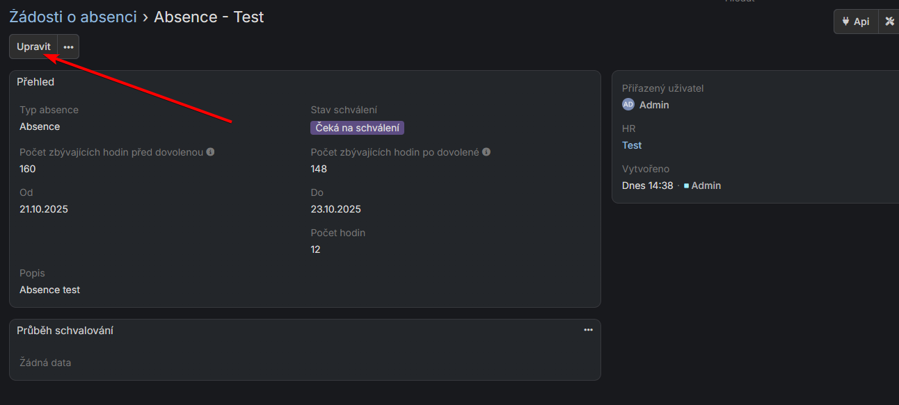 Seznam žádostí o absenci