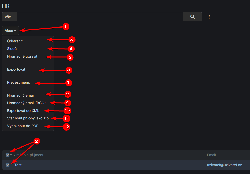 Seznam HR s hromadnými akcemi