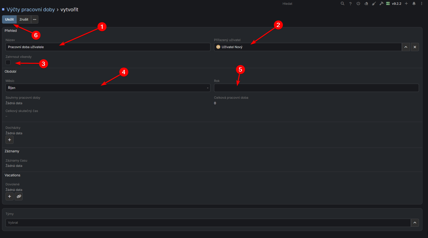 Vytvoření výčtu pracovní doby