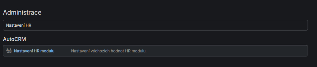 Administrace - Nastavení HR