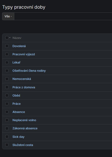 Seznam typů pracovní doby