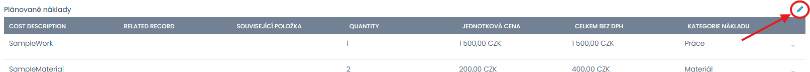 Tvorba plánovaných nákladú 1